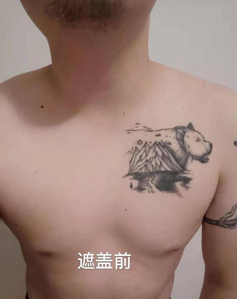 店内遮盖作品纹身图片_胸部纹身图案