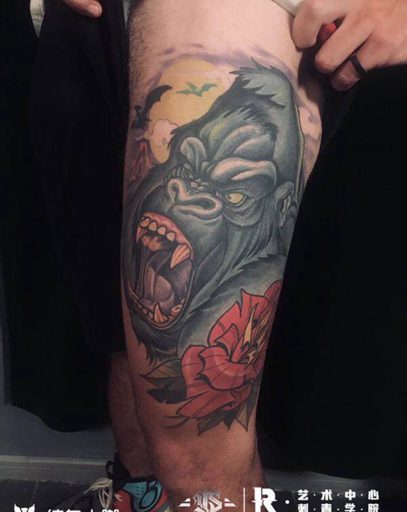 店内作品纹身图片_腿部纹身图案