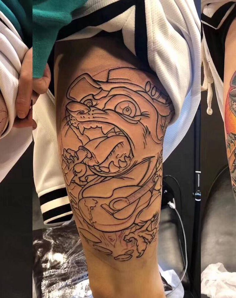 店内作品纹身图片_腿部纹身图案