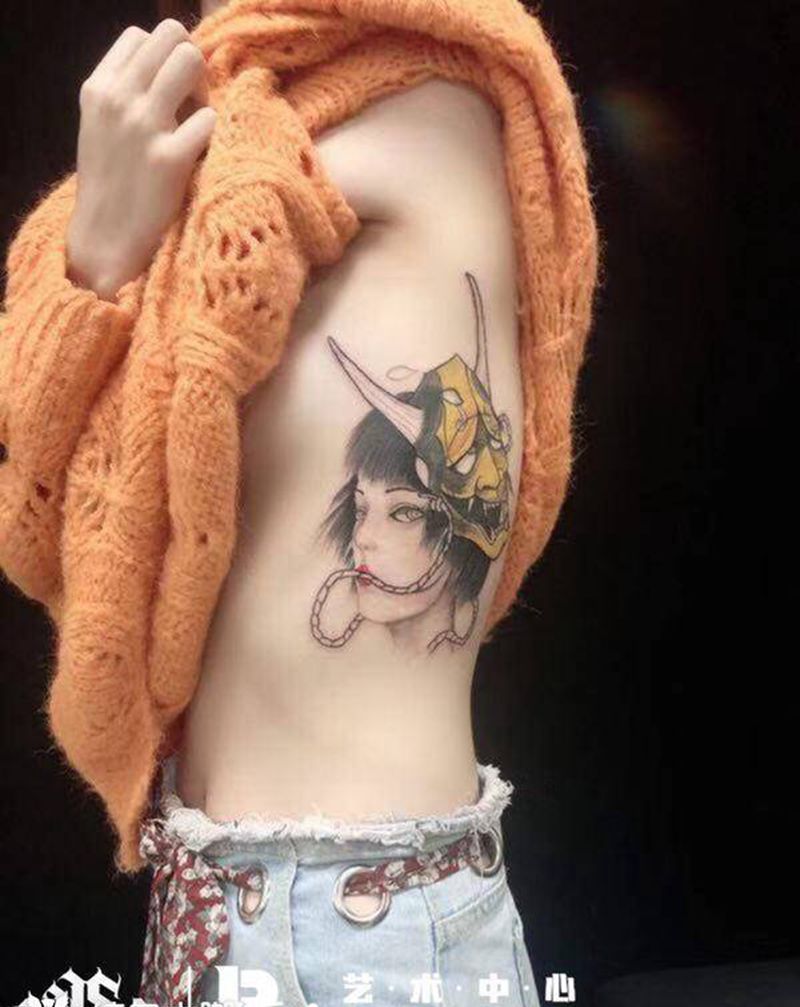 店内遮盖作品纹身图片_腰部纹身图案