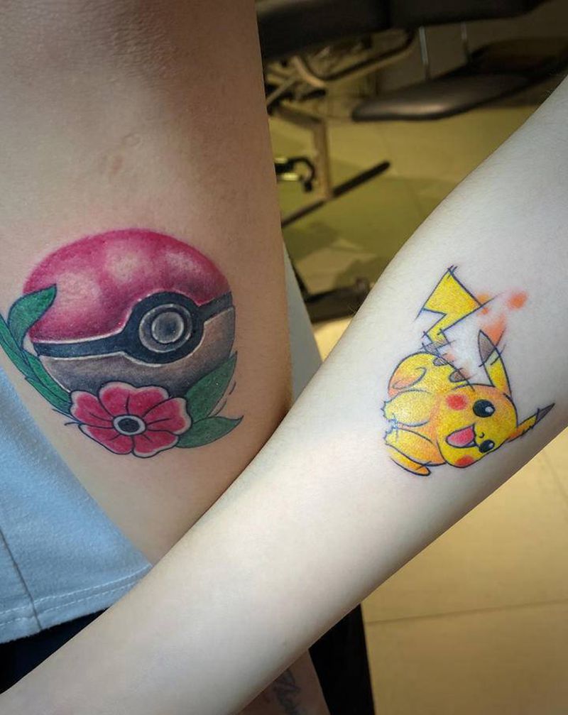 情侣纹身纹身图片_手臂水彩纹身图案