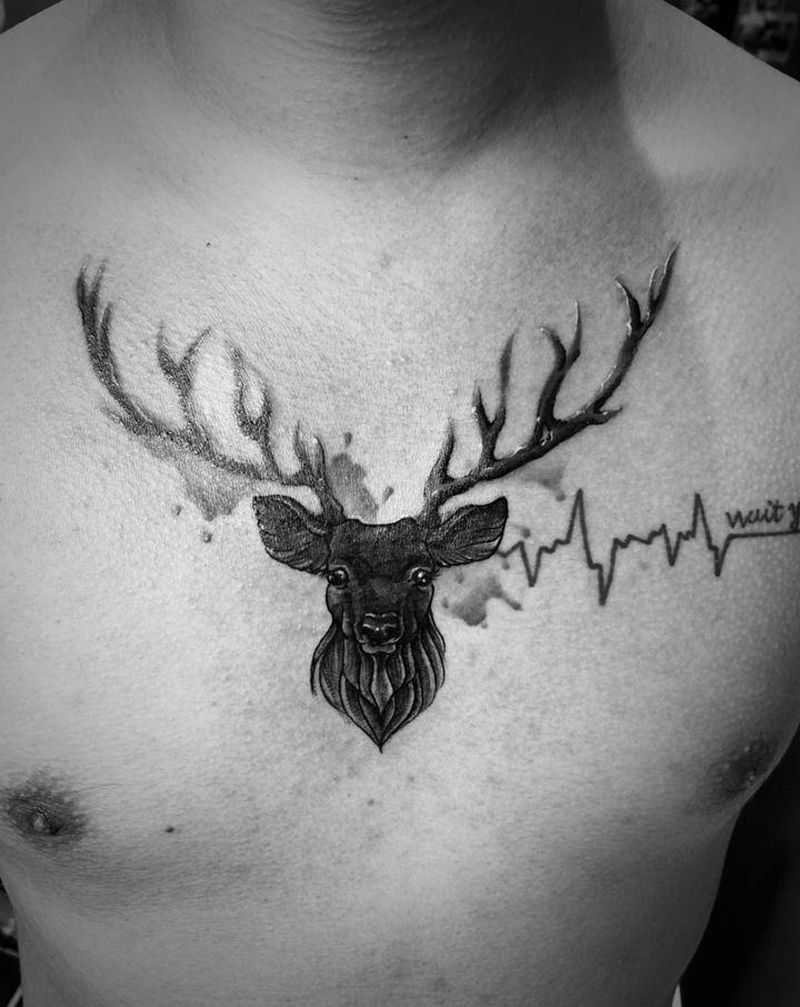 修改纹身图片_胸部水墨纹身图案