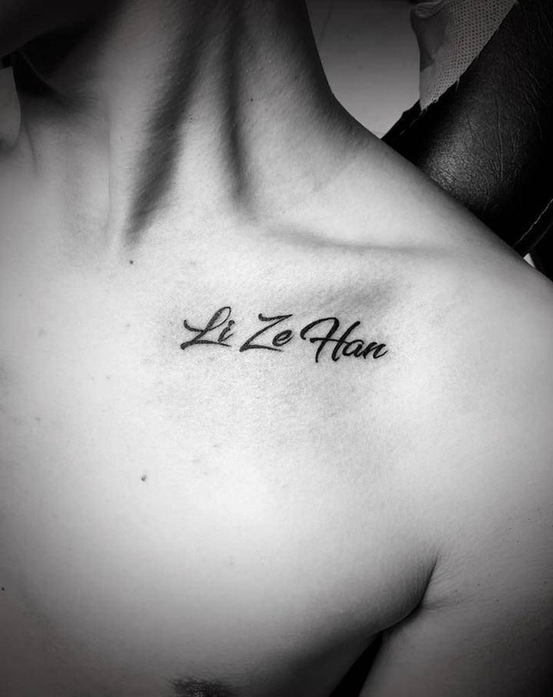 字母纹身图片_胸部图腾纹身图案