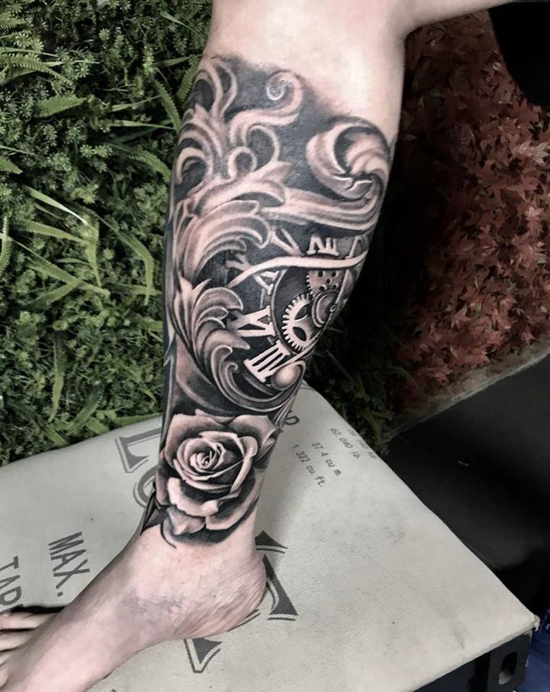 店内作品纹身图片_腿部纹身图案