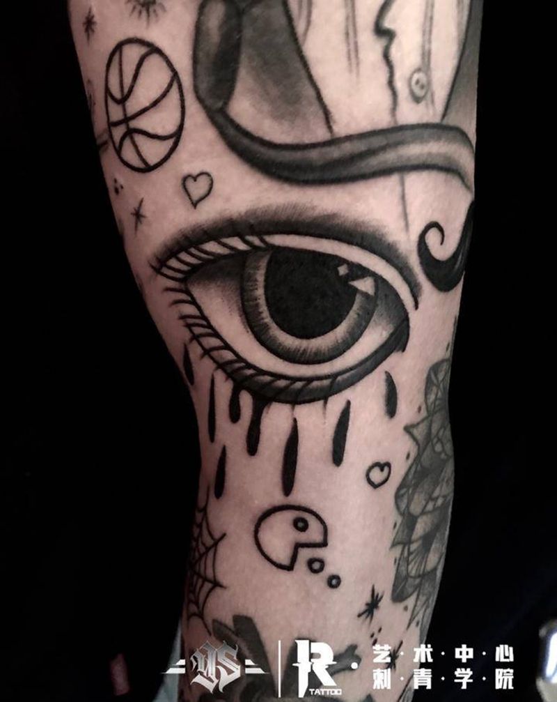 拼接花臂纹身图片_手臂纹身图案