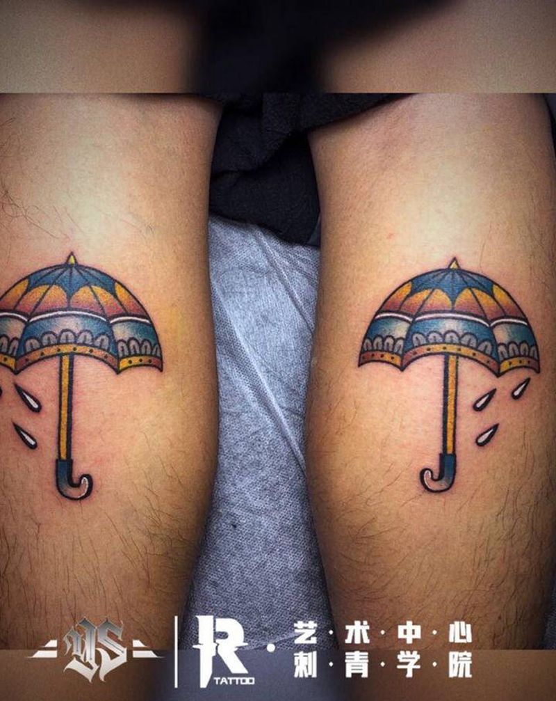 伞纹身图片_腿部纹身图案