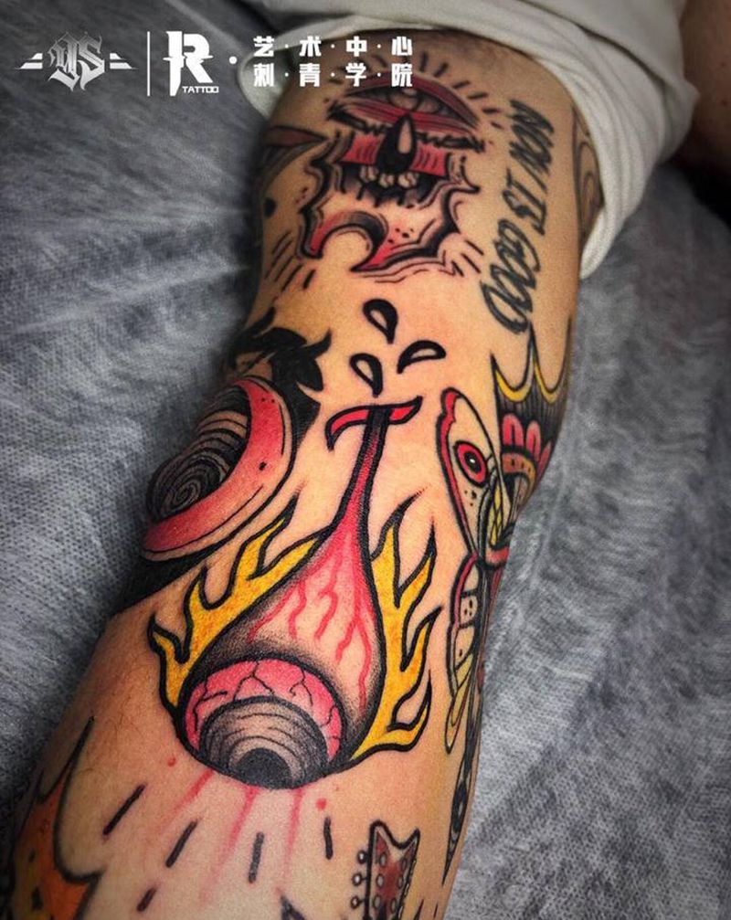 接拼花臂纹身图片_手臂纹身图案