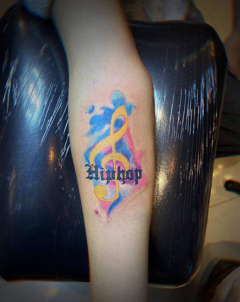 花纹身图片_手臂水彩纹身图案