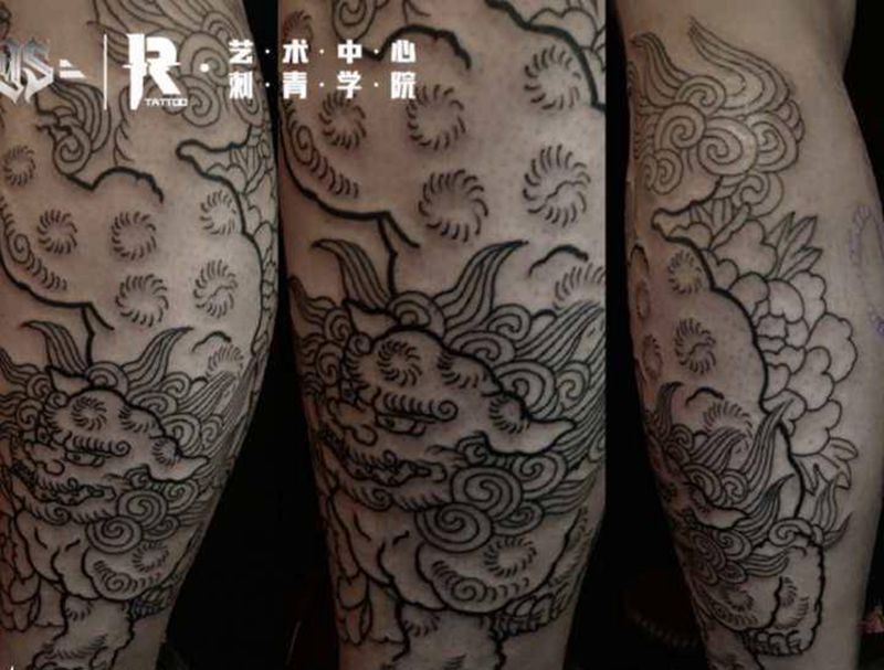 店内作品纹身图片_腿部纹身图案