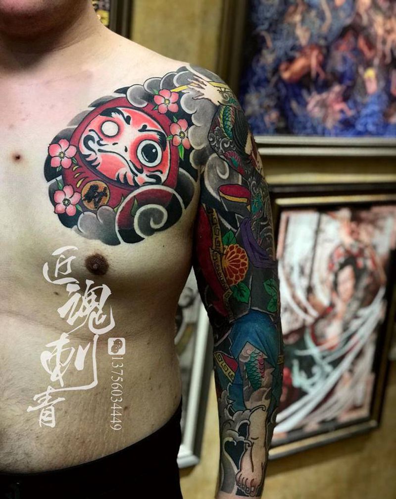 九纹龙史进完成纹身图片_胸部手臂老传统纹身图案