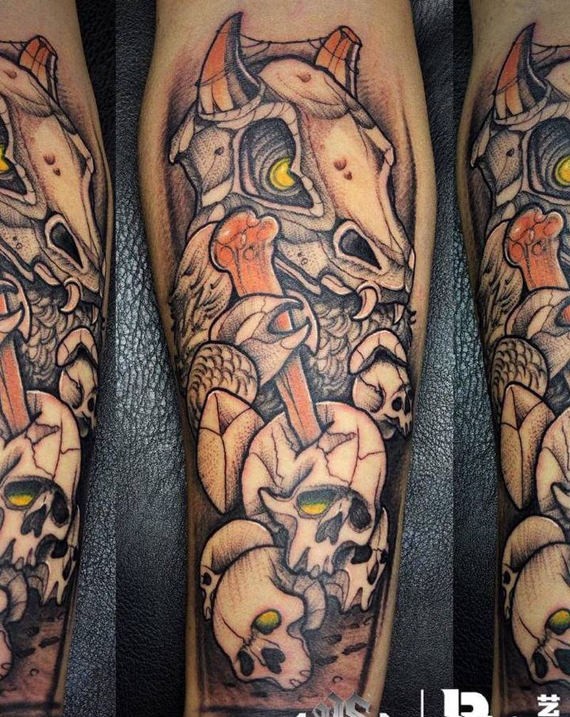 店内作品纹身图片_腿部纹身图案