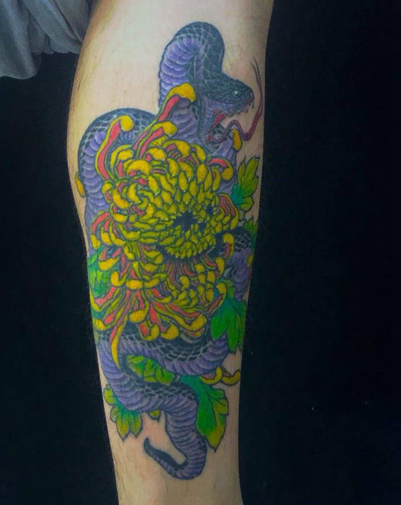 店内作品纹身图片_腿部纹身图案