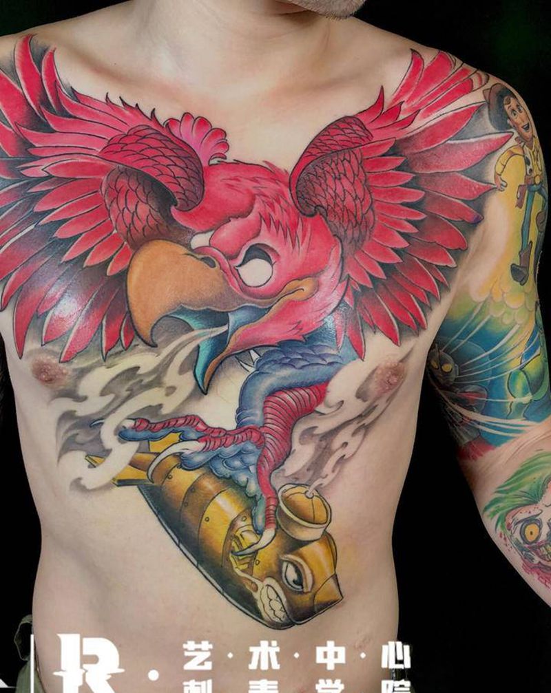 花胸纹身图片_胸部纹身图案