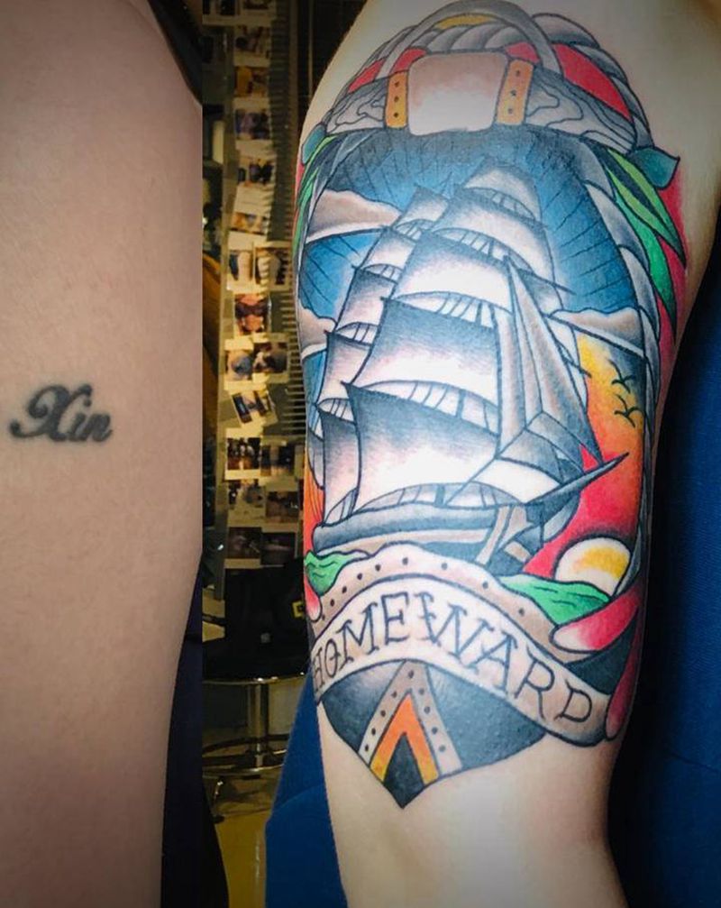 覆盖纹身图片_手臂Old School纹身图案