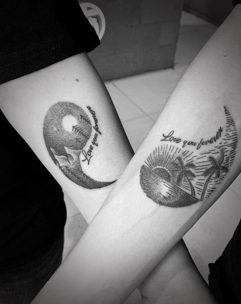 情侣纹身纹身图片_手臂点刺纹身图案
