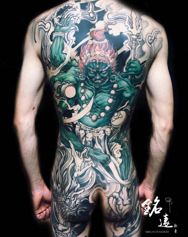 冥王纹身图片_背部新传统纹身图案