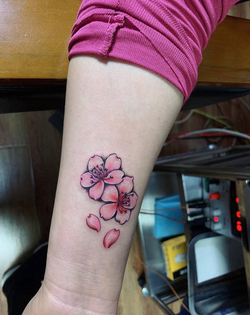 姐妹花纹身图片_手部水彩纹身图案