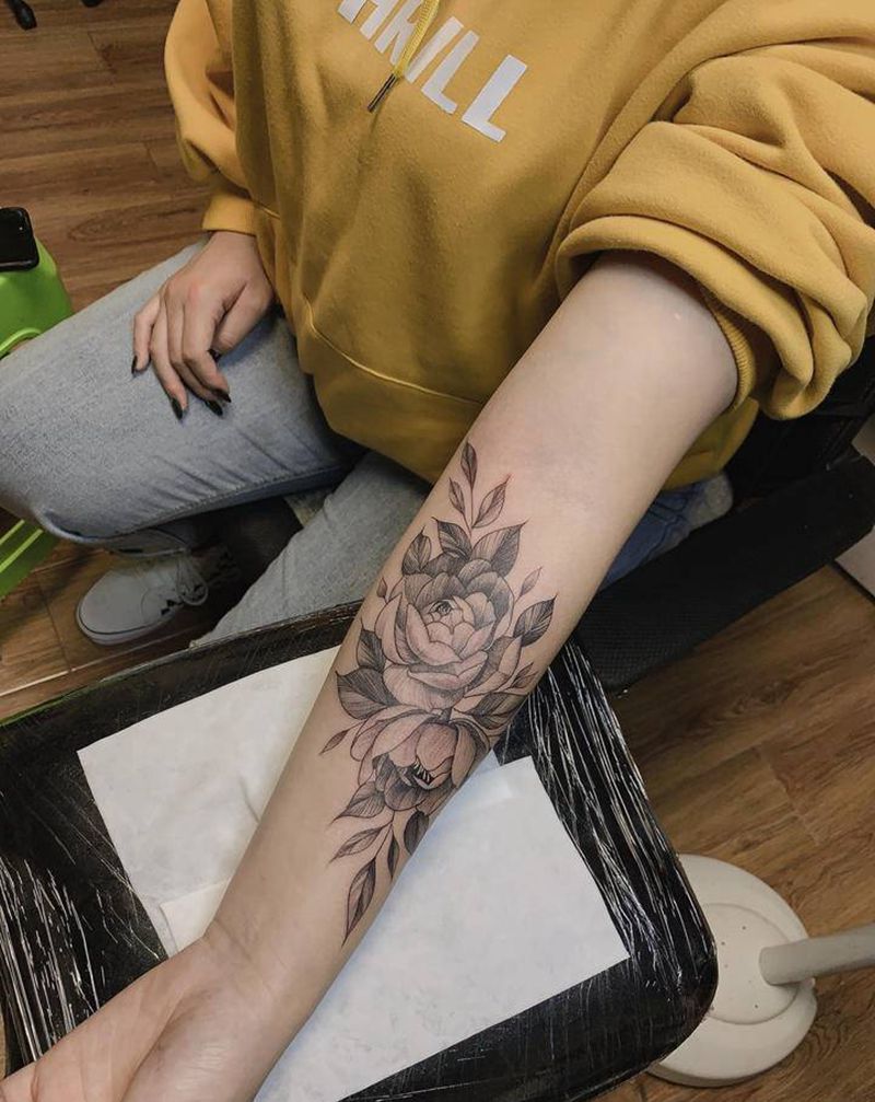 素花纹身图片_手臂纹身图案