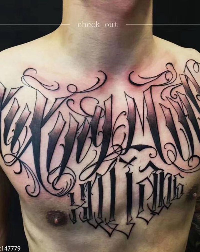 店内作品纹身图片_胸部纹身图案