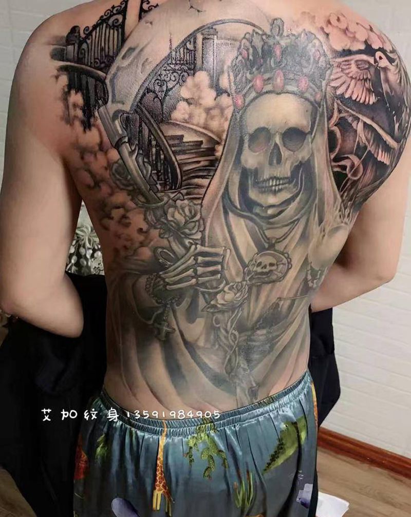 死神纹身图片_背部纹身图案