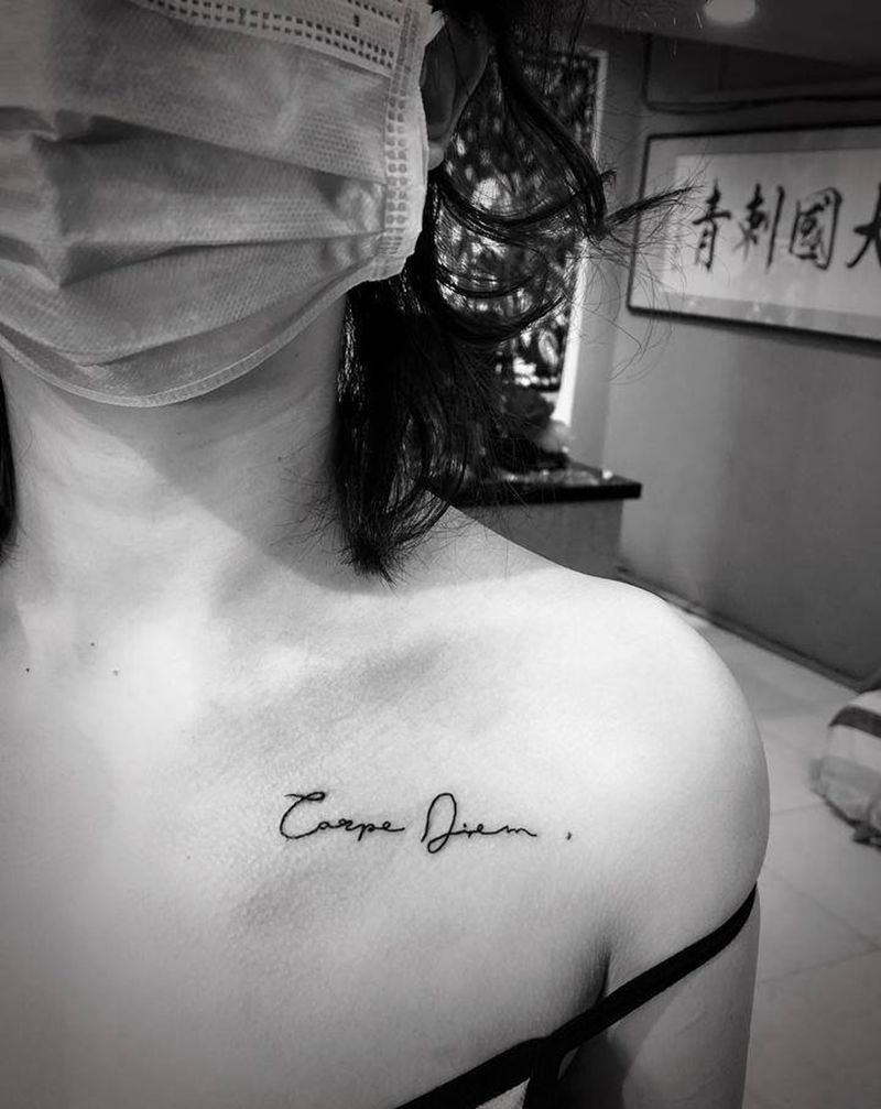 及时行乐纹身图片_肩部图腾纹身图案