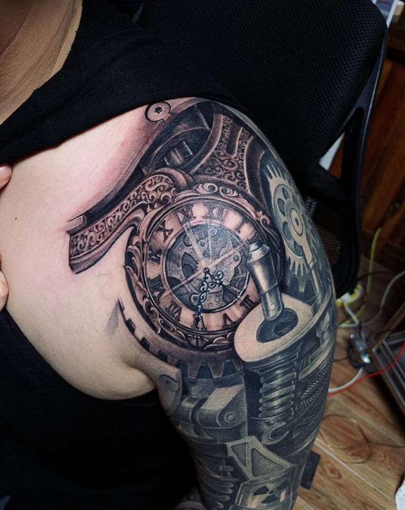 仿大师的机械纹身图片_手臂纹身图案