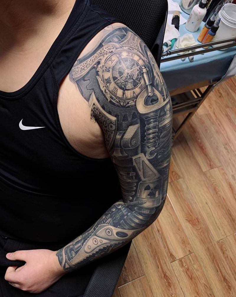 机械臂纹身图片_手臂欧美写实纹身图案