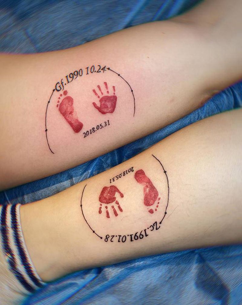 情侣纹身纹身图片_手臂脚部点刺纹身图案