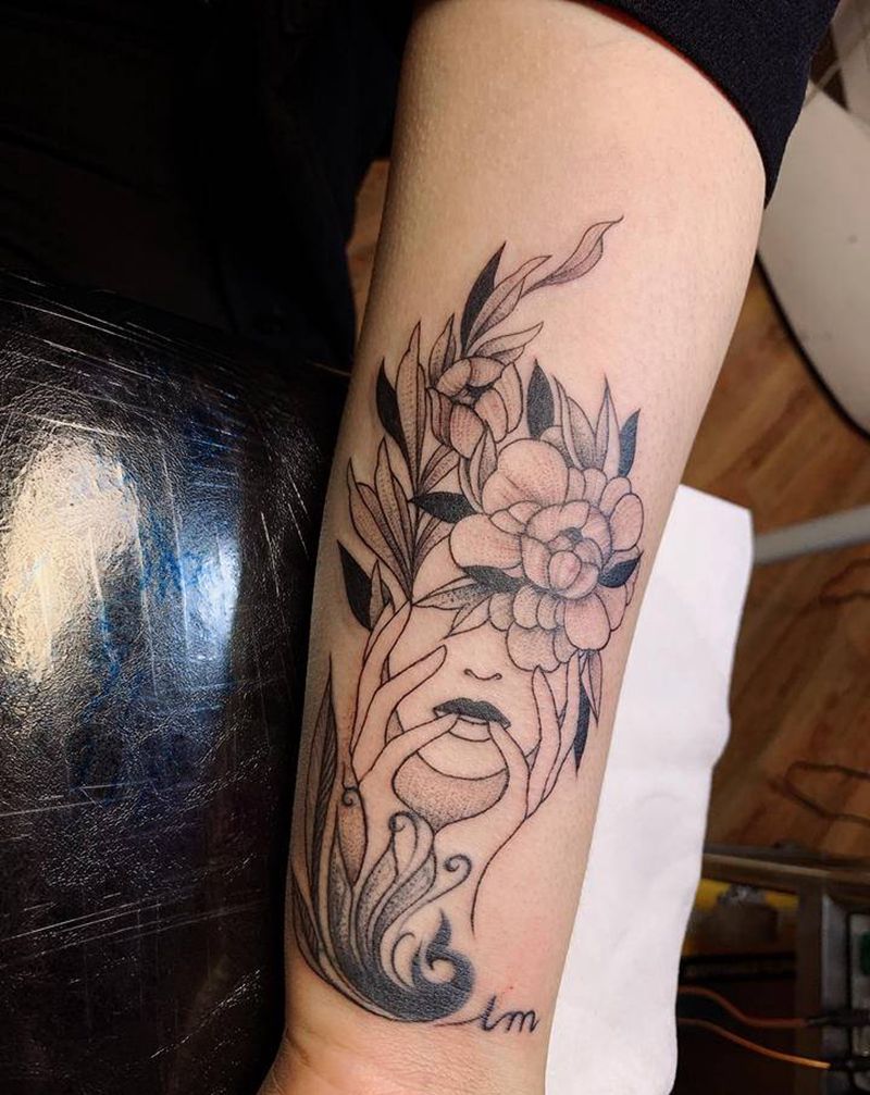 素花修改纹身图片_手臂图腾点刺纹身图案