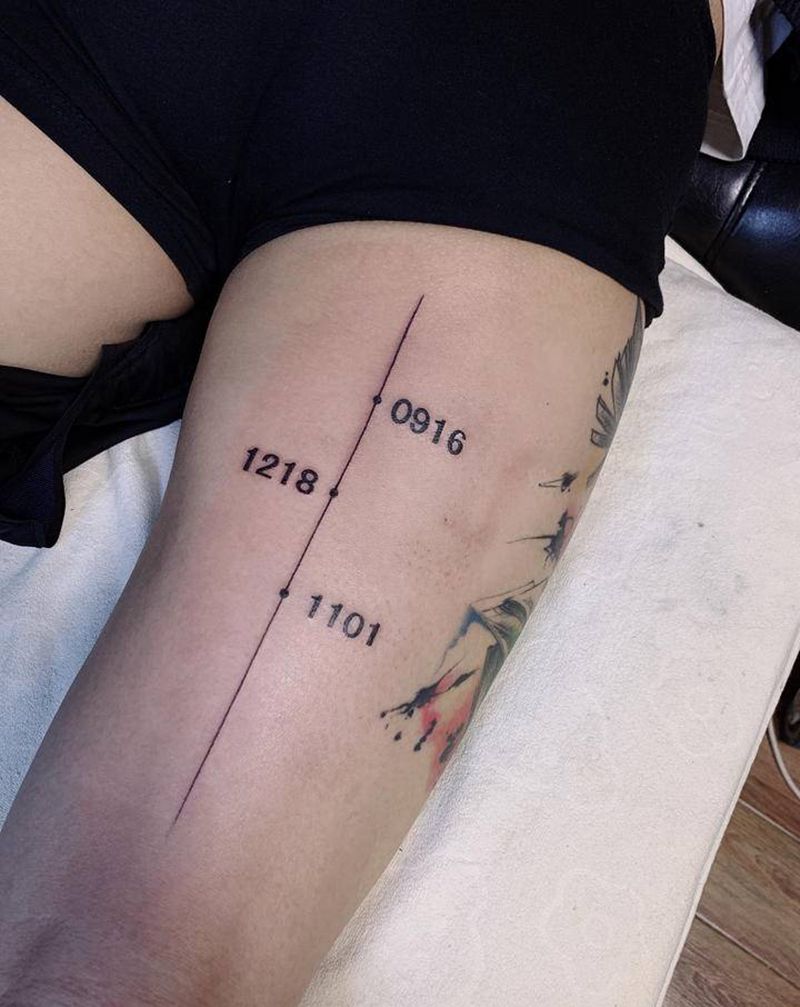 时间抽纹身图片_腿部手臂几何花体字纹身图案