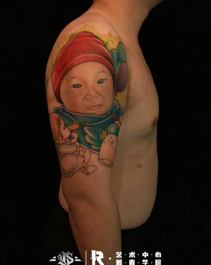 小可爱纹身图片_肩部纹身图案