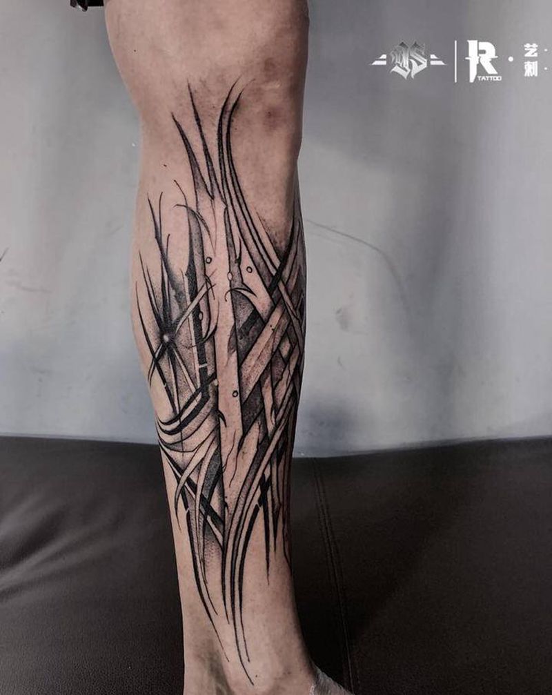 店内作品纹身图片_腿部纹身图案