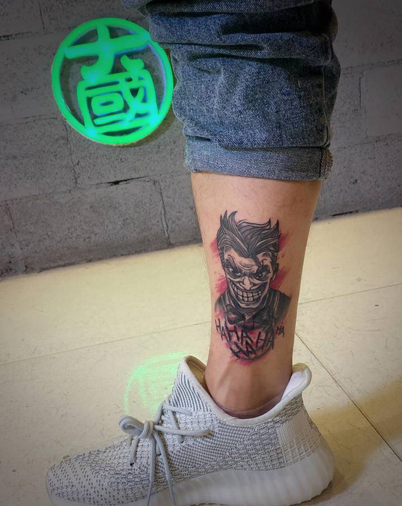 覆盖纹身图片_腿部水彩水墨纹身图案