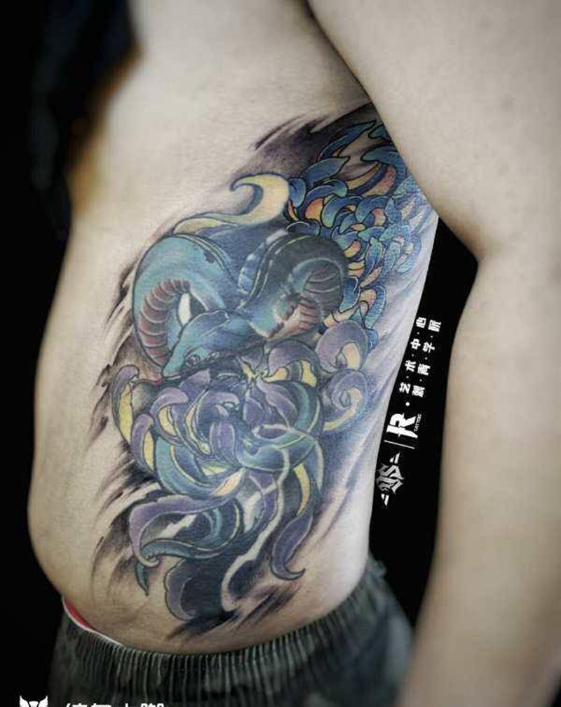 店内作品纹身图片_腹部纹身图案