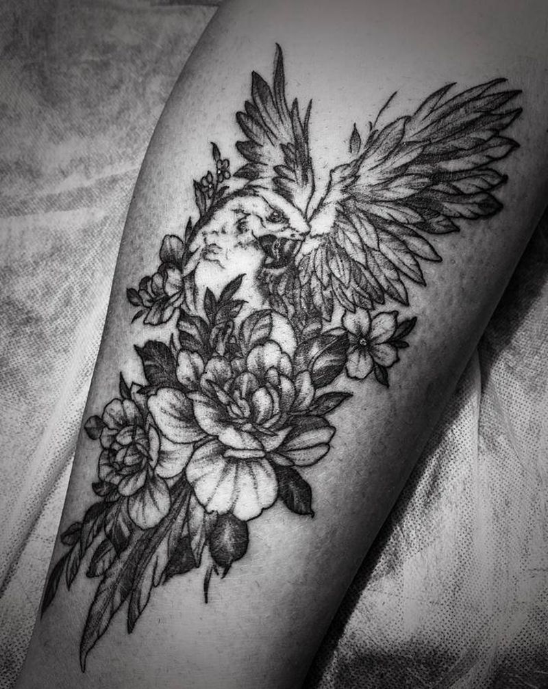 花纹身图片_腿部点刺纹身图案