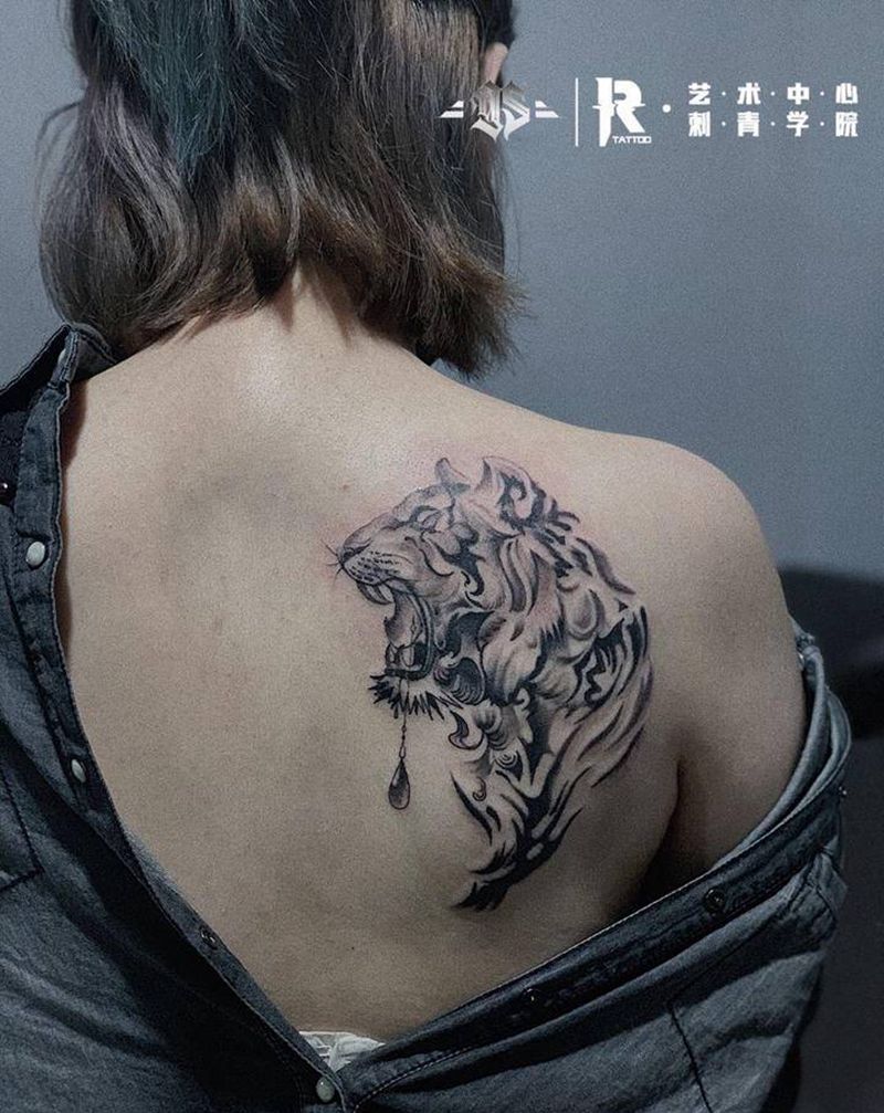 老虎纹身图片_背部纹身图案