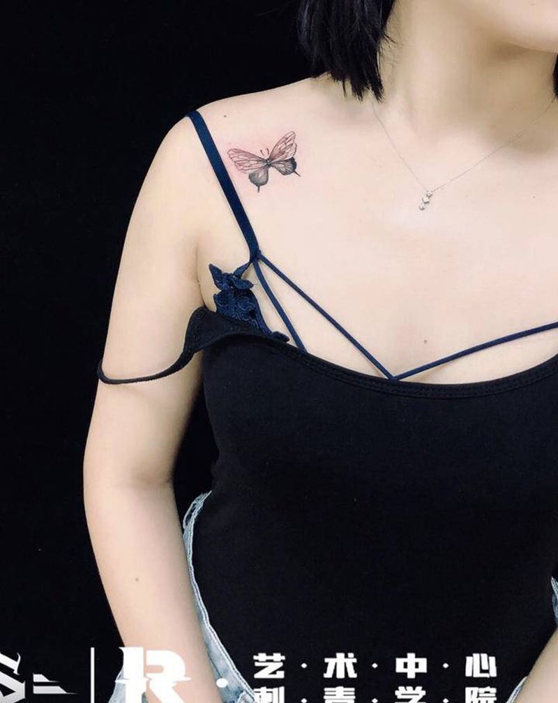小清新纹身图片_肩部纹身图案