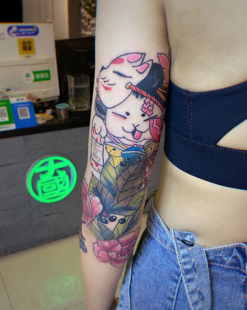 覆盖纹身图片_手臂水彩纹身图案