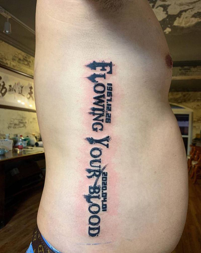 英文字母纹身图片_腹部花体字纹身图案