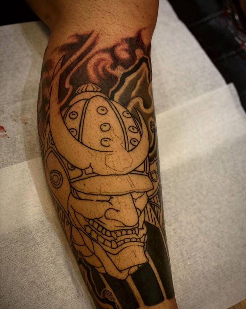 包小腿武士,纹身图片_腿部新传统纹身图案