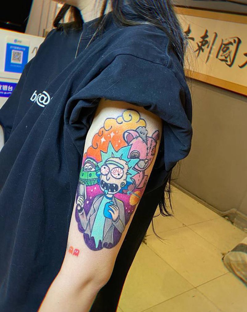 彩色纹身图片_手臂水彩纹身图案