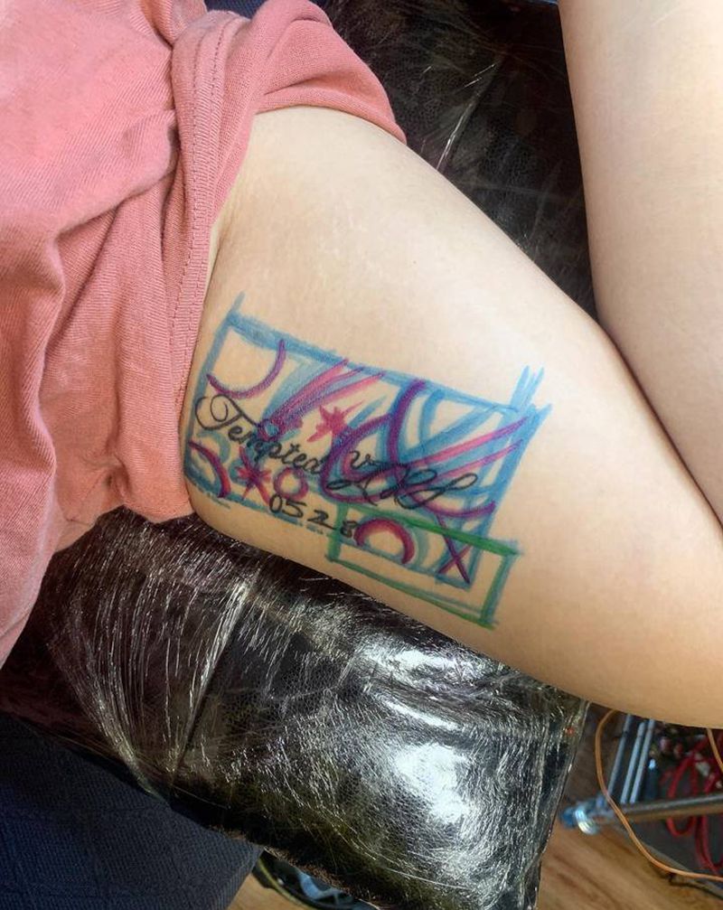 遮盖字母纹身图片_星空纹身图案