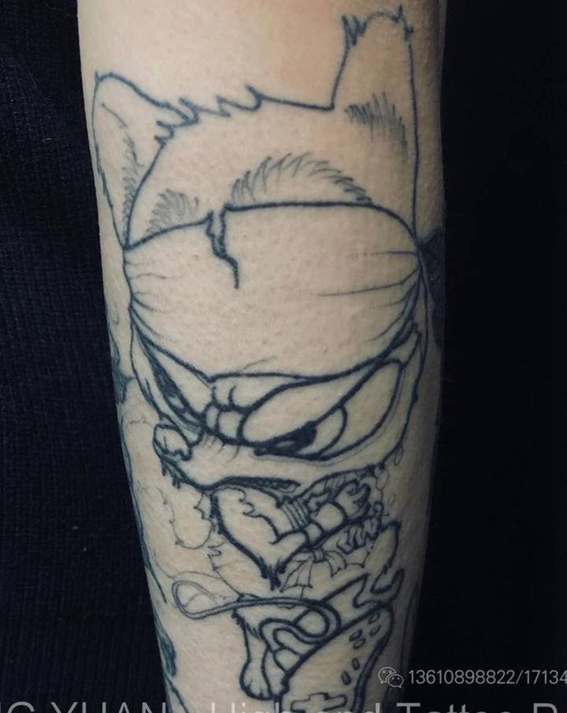 小狐纹身图片_手臂New School纹身图案