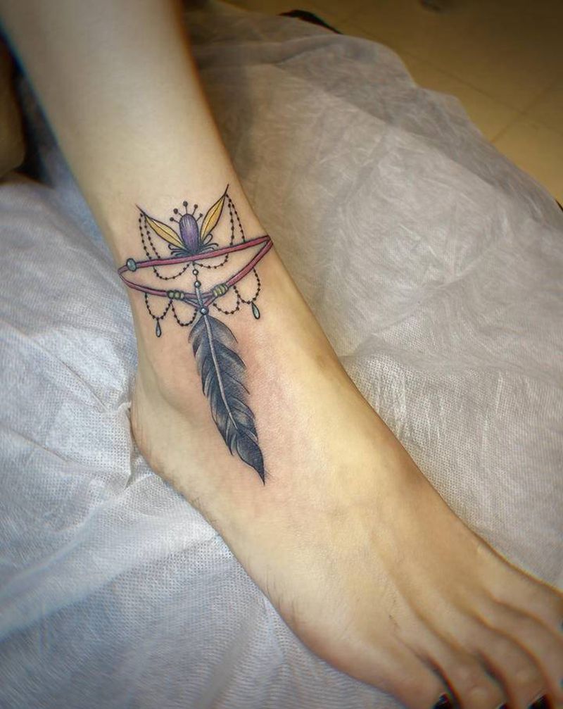 覆盖纹身图片_脚部水彩水墨纹身图案