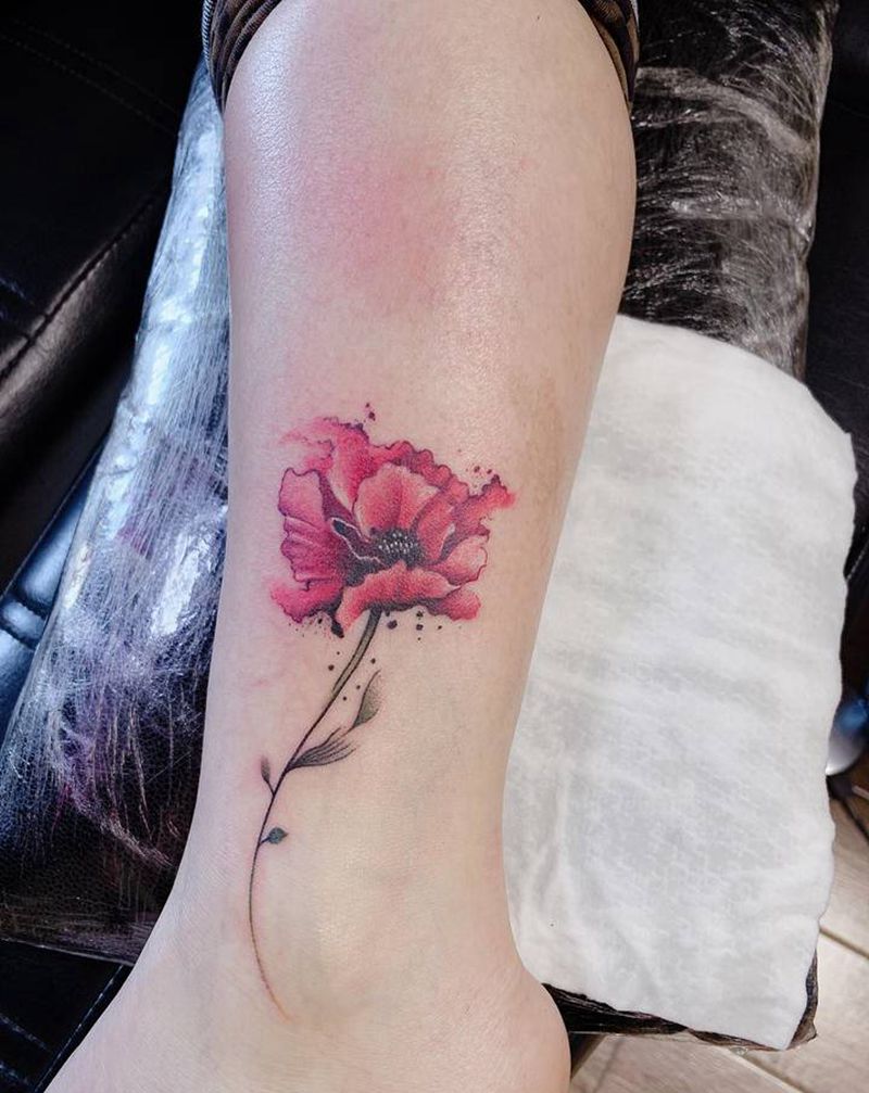 罂粟纹身图片_水墨罂粟纹身图案