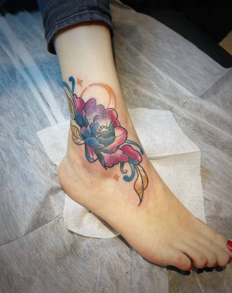 覆盖纹身纹身图片_脚部Old School纹身图案