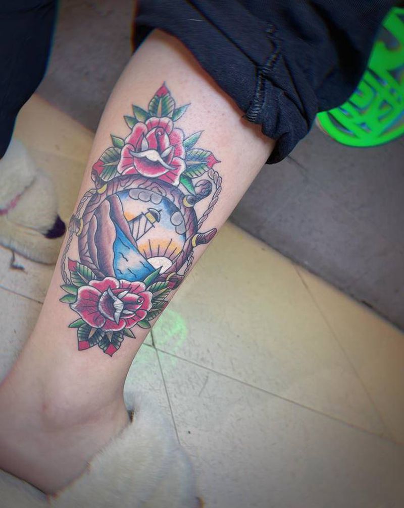 覆盖纹身图片_腿部老传统纹身图案