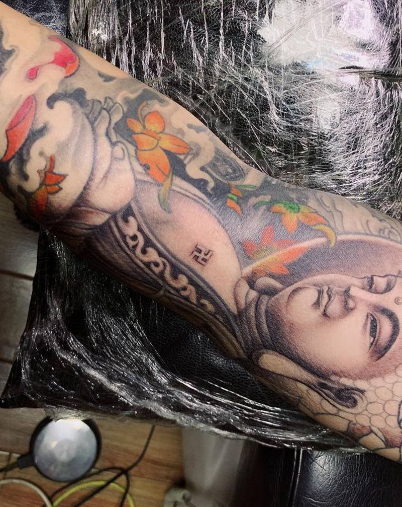 佛纹身图片_手臂新传统纹身图案