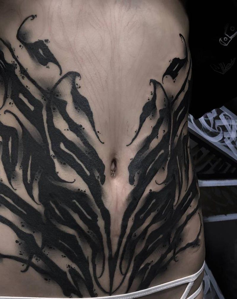 构图花体字纹身图片_欧美写实花体字暗黑纹身图案