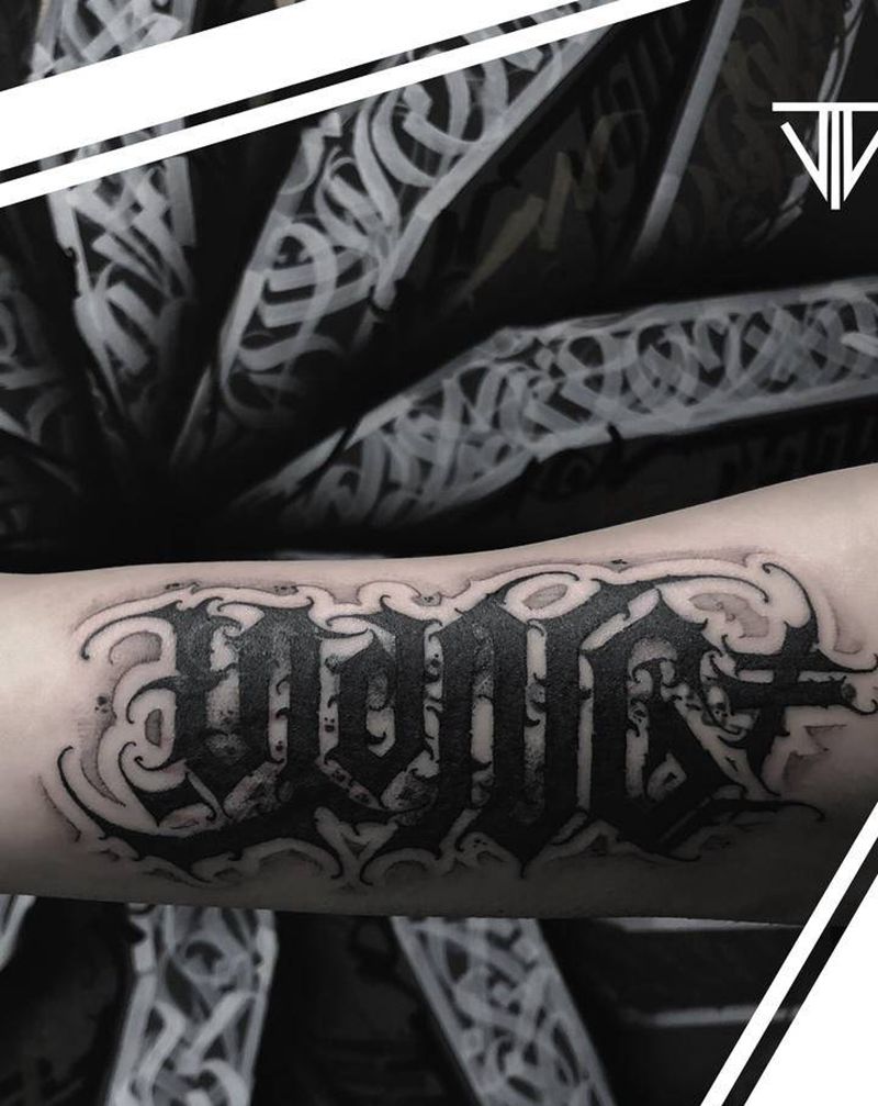 花体字遮盖纹身图片_花体字纹身图案